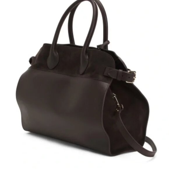 NWT ✅ Boldrini Selleria Italian Leather & Suede BROWN Satchel ✨ NWT, DUST BAG - Picture 3 of 15